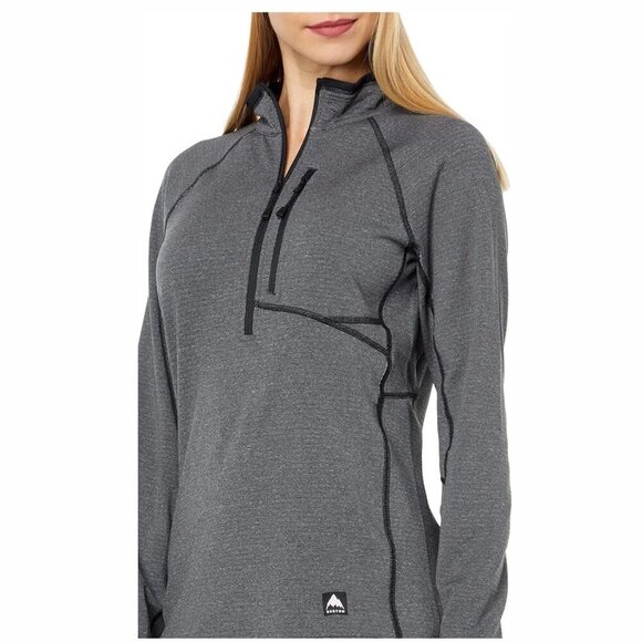 Burton Women's Stockrun Grid Half-Zip Fleece Top Size M True Black NWT - Picture 2 of 11
